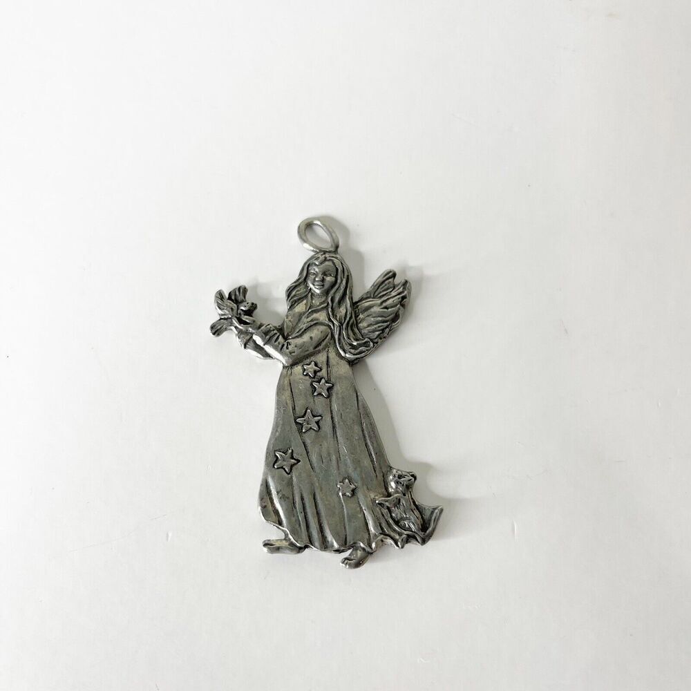 Vintage Seagull Canada 1992 Pewter Pendant Angel Necklace Ornament Keychain - Picture 2 of 16